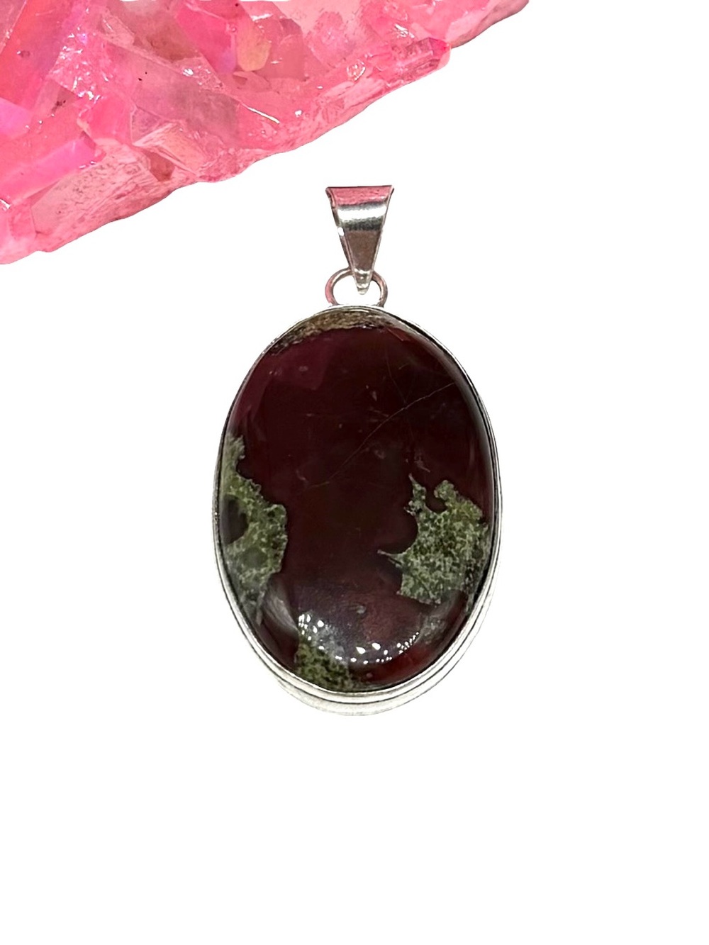 Dragon’s Blood Jasper Necklace Pendant 925 Sterling Silver Overlay
